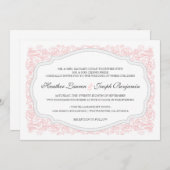 Vintage Einladung zu Verzierten Hochzeiten in Rosa (Vorne/Hinten)