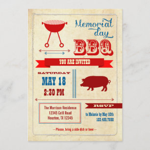 Vintage- Einladung zum Memorial Day BBQ