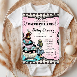 Vintage-Einladung zur Babyparty 'Alice im Wunderla Einladung
