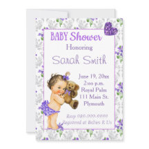 Vintage-Einladung zur Babyparty für Baby Mädchen
