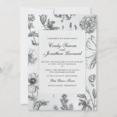 Vintage Einladung zur Botanischen Hochzeit (Vorderseite)