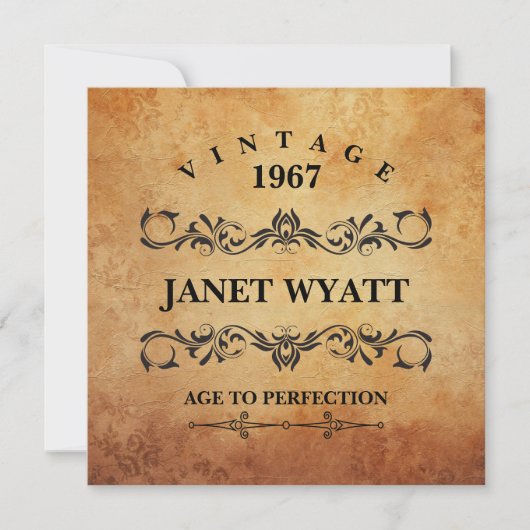 Vintage Einladung zur Geburtstagsfeier (Vorderseite)