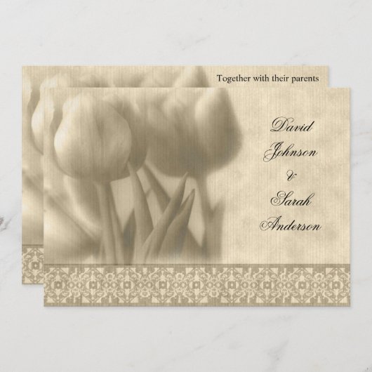 Vintage Einladung zur Hochzeit (Vorne/Hinten)