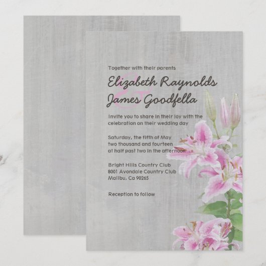 Vintage Einladung zur Hochzeit (Vorne/Hinten)