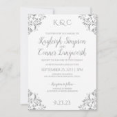 Vintage Einladung zur Hochzeit | Grau (Vorderseite)