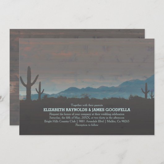 Vintage Einladung zur Hochzeit im Südwesten (Vorne/Hinten)