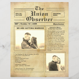 Vintage Einladung zur Hochzeit in Zeitungen Flyer