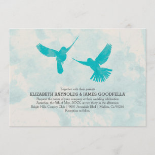 Vintage Einladung zur Hochzeit von Blauem Vogel