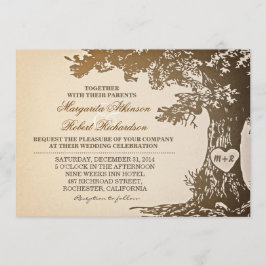 Vintage Einladung zur Hochzeit von Eichen