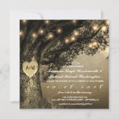 Vintage Einladung zur Hochzeit von Eichenbäumen (Vorderseite)