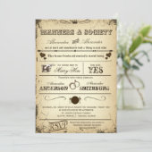 Vintage Einladung zur Hochzeit von Playbill Storyl (Stehend Vorderseite)