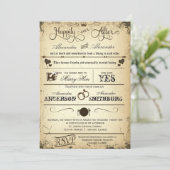 Vintage Einladung zur Hochzeit von Playbill Storyl (Stehend Vorderseite)