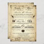 Vintage Einladung zur Hochzeit von Playbill Storyl (Vorne/Hinten)