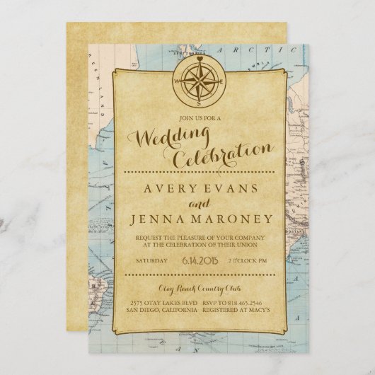 Vintage Einladung zur Hochzeitsfeier (Vorne/Hinten)