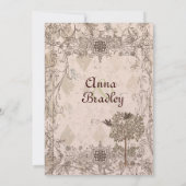 Vintage Einladung zur Hochzeitsfeier in Pink (Rückseite)