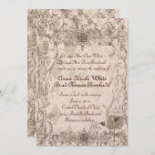 Vintage Einladung zur Hochzeitsfeier in Pink (Vorne/Hinten)