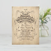 Vintage Einladung zur rustikalen Hochzeit (Stehend Vorderseite)