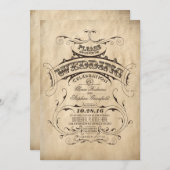 Vintage Einladung zur rustikalen Hochzeit (Vorne/Hinten)