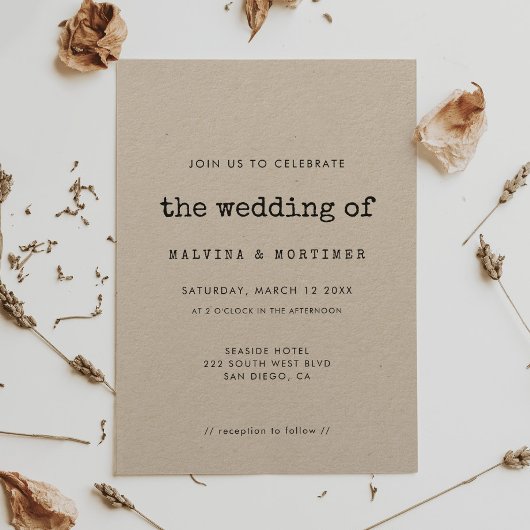 Vintage Einladung zur Schreibmaschinenhochzeit