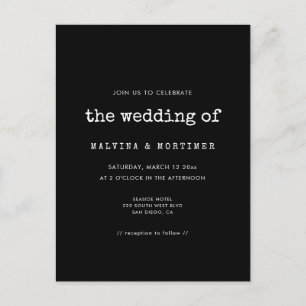 Vintage Einladung zur Schreibmaschinenhochzeit Postkarte