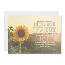 Vintage Einladung zur Sonnenblumenhochzeit