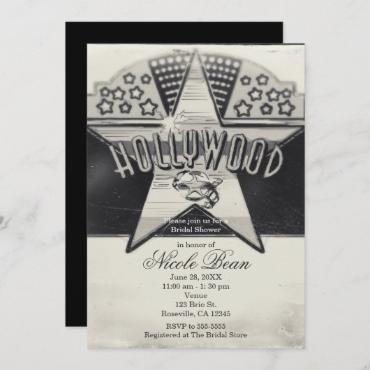 Vintage Einladungen aus Hollywood Black & White (Vorne/Hinten)