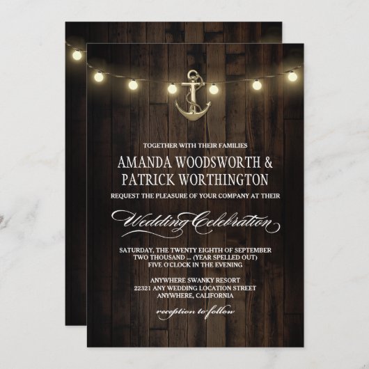 Vintage Einladungen für rustikale Hochzeiten (Vorne/Hinten)