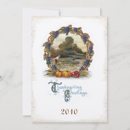 Vintage Einladungen nach Erntedank (Rückseite)