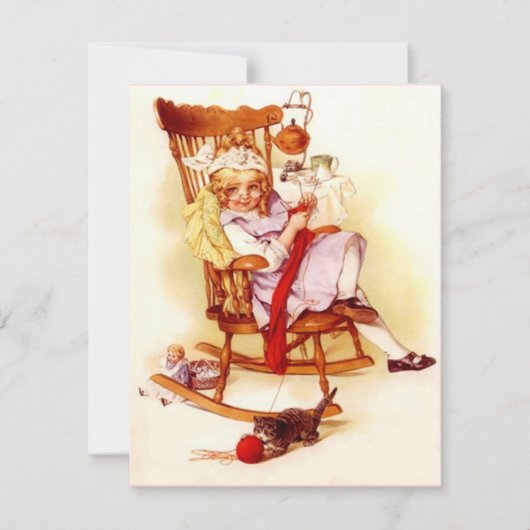 Vintage Einladungen Nadelwork Strick Crochet (Vorderseite)