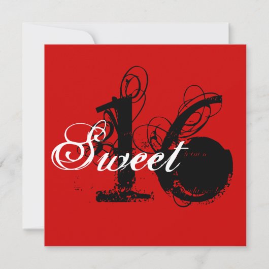 Vintage Einladungen von Red & White 16 . Geburtsta (Vorderseite)