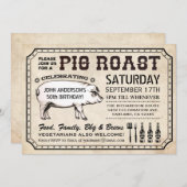 Vintage Einladungen von Schweineräubern (Ticketsti (Vorne/Hinten)