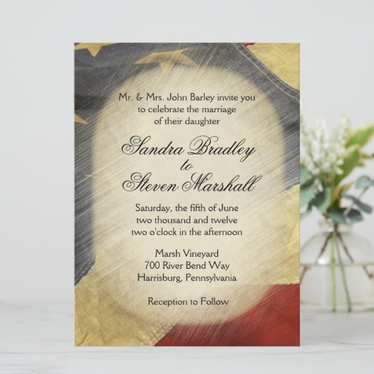 Vintage Einladungen zu Hochzeiten unter amerikanis (Stehend Vorderseite)