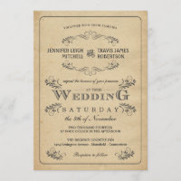 Vintage Einladungen zu Parchment-Hochzeiten