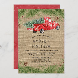 Vintage Einladungen zum Hochzeitsfeiern mit Red Tr