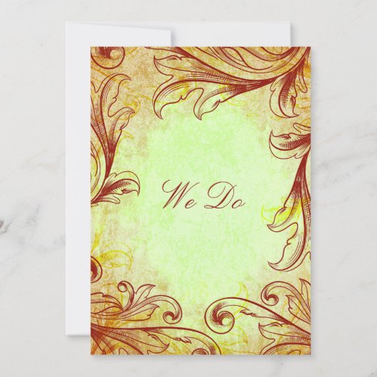 Vintage Einladungen zum Hochzeitsfest in Burgund (Rückseite)