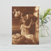 Vintage Einladungen zum Jahrestag der Verlobung (Stehend Vorderseite)