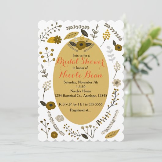 Vintage Einladungen zur Blütendusche (Stehend Vorderseite)