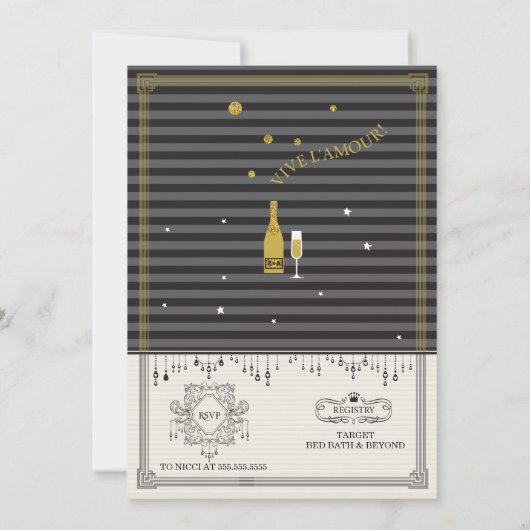 Vintage Einladungen zur französischen Dusche (Rückseite)