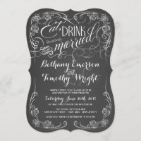 Vintage Einladungen zur Hochzeit auf der Tafel Die