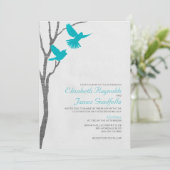 Vintage Einladungen zur Hochzeit von Blauwild (Stehend Vorderseite)
