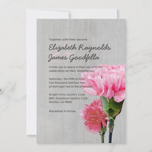 Vintage Einladungen zur Mini-Carnation-Hochzeit (Vorderseite)