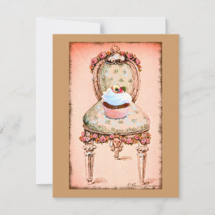 Vintage Einladungskarte für Cupcake und Stuhl Einladung
