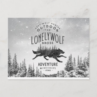 Vintage einsamer Wolf Abenteuer Mississippi Reise Postkarte