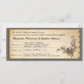 Vintage Eintrittskarte für Hochzeitsfeiern Einladung (Vorderseite)