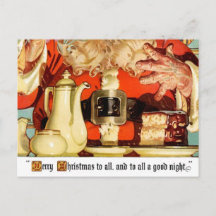 VINTAGE EINZIGARTIGE KAFFEETASSE MIT WEIHNACHTSMAN FEIERTAGSPOSTKARTE