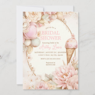 Vintage Eis, Rosa florales Eis Einladung