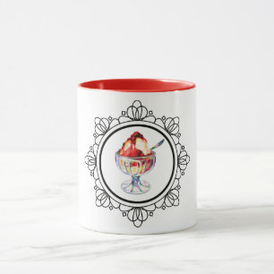 Vintage-Eisbecher rot weiß Tasse