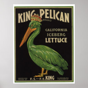 Vintage Eisberg-Kopfsalat-Gemüse-Kisten-Aufkleber Poster