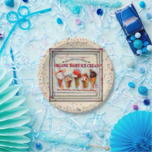 Vintage Eiscreme-Platte Pappteller (Party)