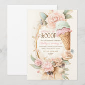 Vintage-Eiscreme-Rahmen, Blush-Eiscreme Einladung (Vorne/Hinten)